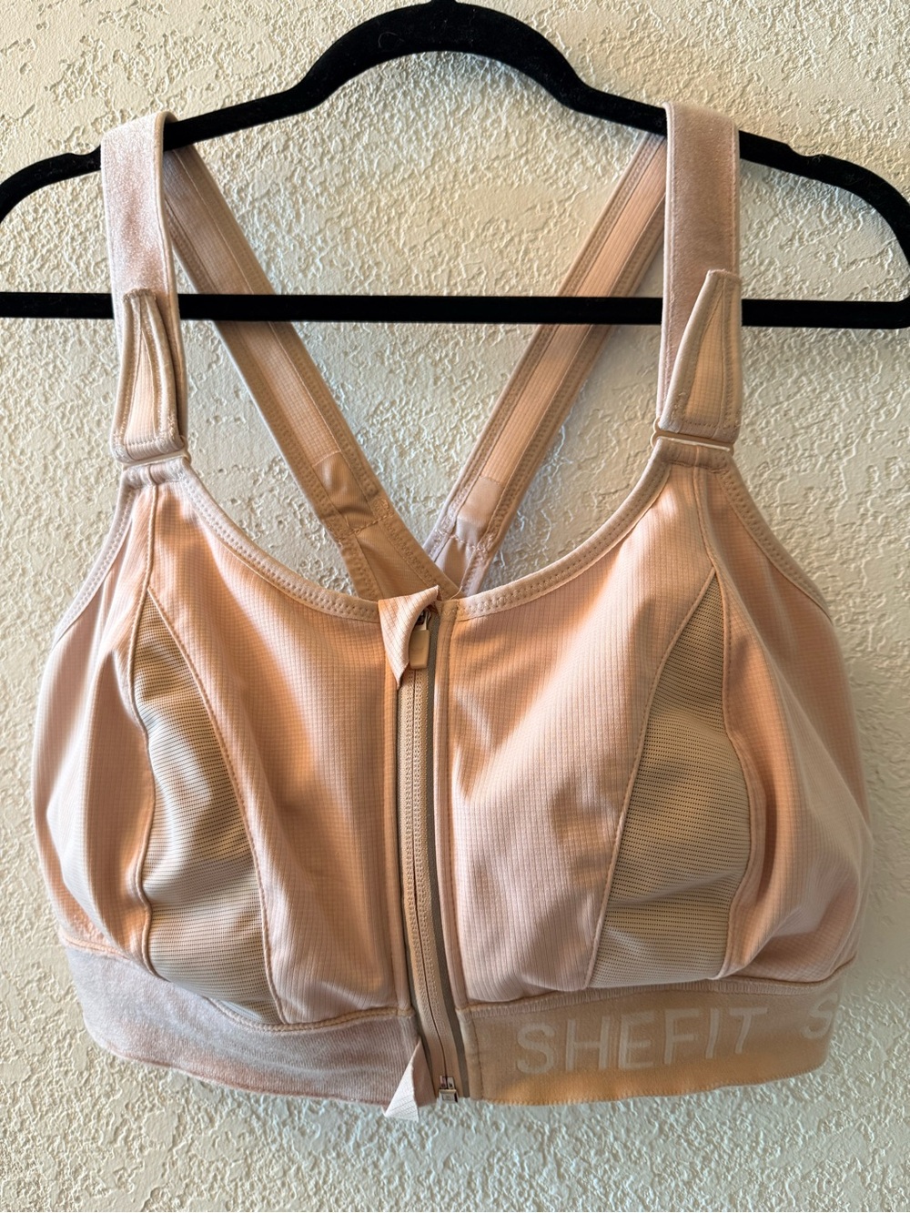 SHEFIT High Impact Front Zipper Adjustable Straps Sports Bra Pink Size 3 Luxe - Picture 2 of 9